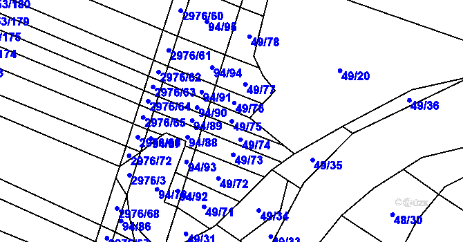 Parcela st. 49/75 v KÚ Jiříkovice, Katastrální mapa