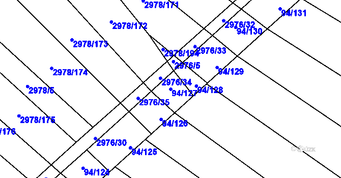 Parcela st. 94/127 v KÚ Jiříkovice, Katastrální mapa