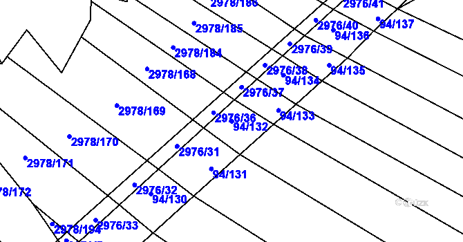 Parcela st. 94/132 v KÚ Jiříkovice, Katastrální mapa