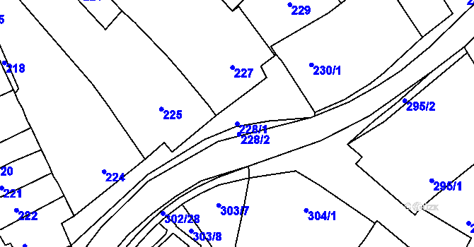 Parcela st. 228/1 v KÚ Jiříkovice, Katastrální mapa