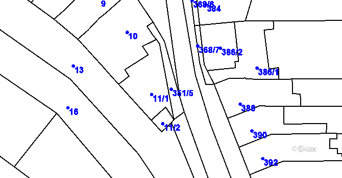 Parcela st. 351/5 v KÚ Jiříkovice, Katastrální mapa