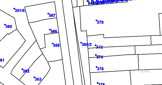 Parcela st. 368/3 v KÚ Jiříkovice, Katastrální mapa