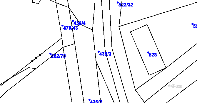Parcela st. 436/3 v KÚ Jiříkovice, Katastrální mapa