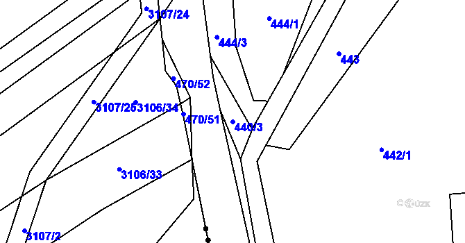 Parcela st. 440/3 v KÚ Jiříkovice, Katastrální mapa