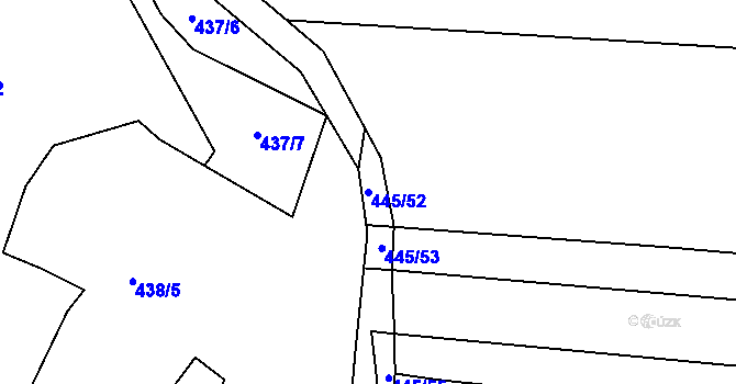 Parcela st. 445/52 v KÚ Jiříkovice, Katastrální mapa