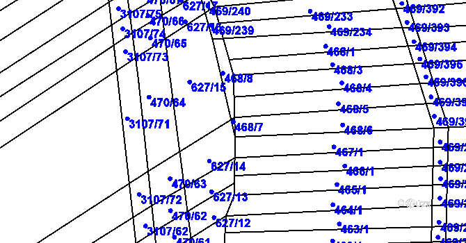 Parcela st. 468/7 v KÚ Jiříkovice, Katastrální mapa