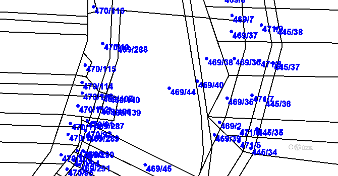 Parcela st. 469/44 v KÚ Jiříkovice, Katastrální mapa