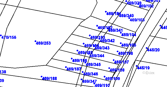 Parcela st. 469/184 v KÚ Jiříkovice, Katastrální mapa