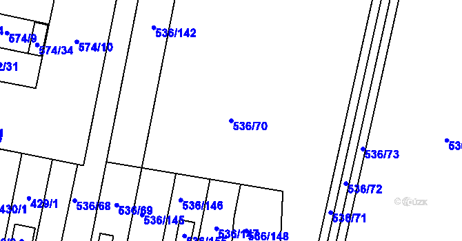 Parcela st. 536/70 v KÚ Jiříkovice, Katastrální mapa