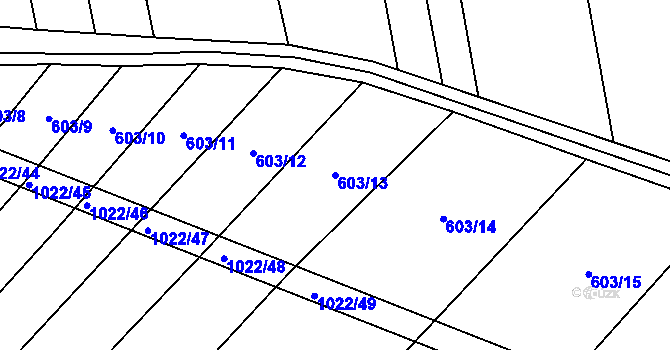 Parcela st. 603/13 v KÚ Jiříkovice, Katastrální mapa