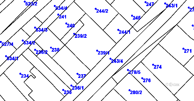 Parcela st. 239/1 v KÚ Jiříkovice, Katastrální mapa