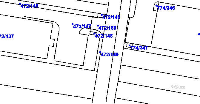 Parcela st. 472/149 v KÚ Jiříkovice, Katastrální mapa