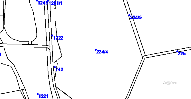 Parcela st. 224/4 v KÚ Jiřín, Katastrální mapa