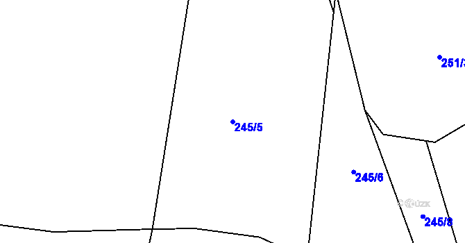 Parcela st. 245/5 v KÚ Jiřín, Katastrální mapa