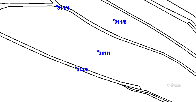 Parcela st. 311/1 v KÚ Jiřín, Katastrální mapa