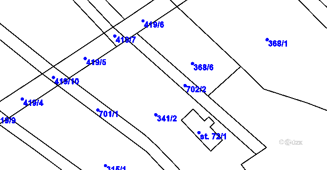 Parcela st. 341/4 v KÚ Jiřín, Katastrální mapa