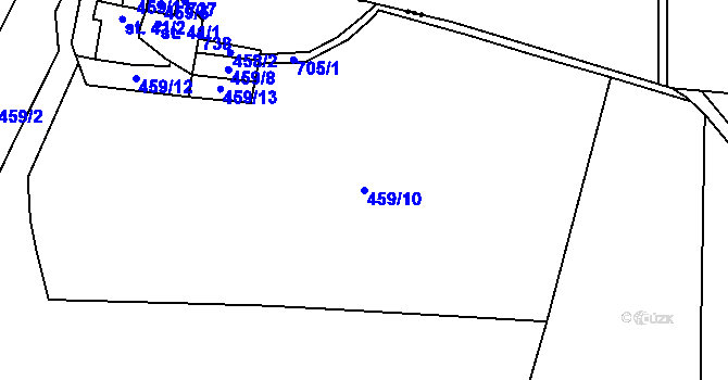 Parcela st. 459/10 v KÚ Jiřín, Katastrální mapa