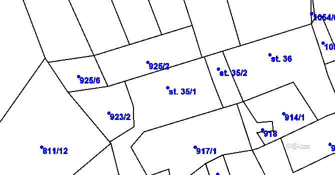 Parcela st. 35/1 v KÚ Cunkov, Katastrální mapa