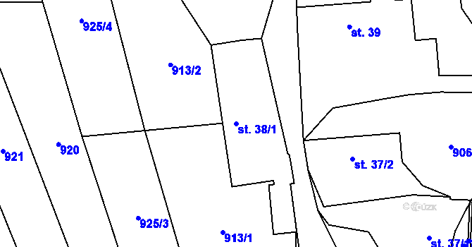 Parcela st. 38/1 v KÚ Cunkov, Katastrální mapa