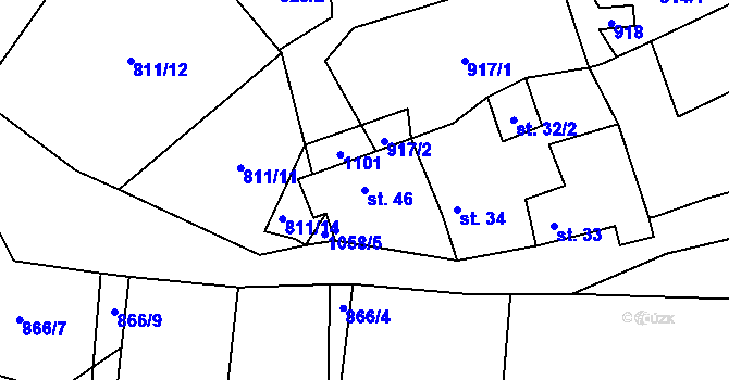 Parcela st. 46 v KÚ Cunkov, Katastrální mapa