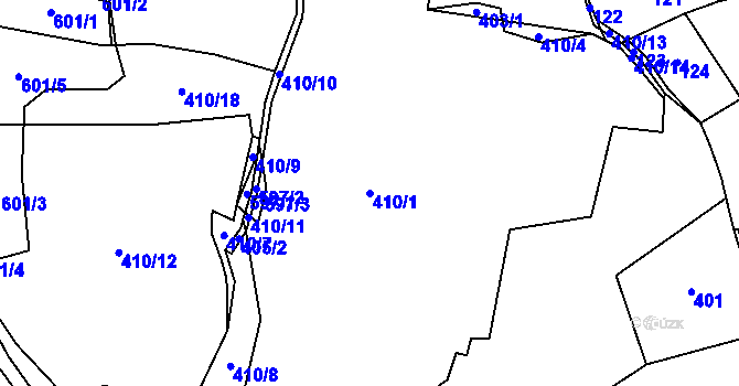 Parcela st. 410/1 v KÚ Cunkov, Katastrální mapa