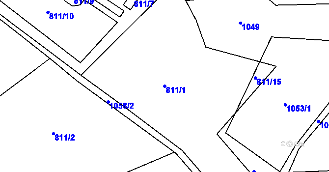Parcela st. 811/1 v KÚ Cunkov, Katastrální mapa