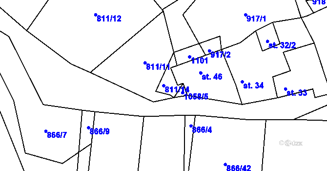 Parcela st. 811/14 v KÚ Cunkov, Katastrální mapa