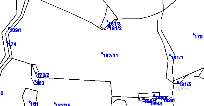 Parcela st. 182/11 v KÚ Cunkov, Katastrální mapa
