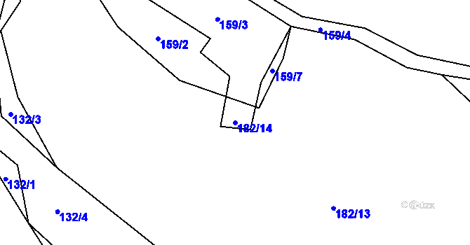 Parcela st. 182/14 v KÚ Cunkov, Katastrální mapa