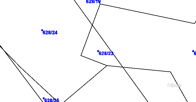 Parcela st. 628/22 v KÚ Cunkov, Katastrální mapa