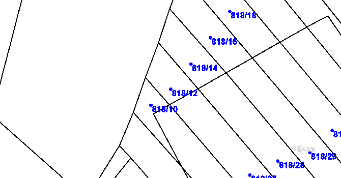 Parcela st. 818/12 v KÚ Cunkov, Katastrální mapa