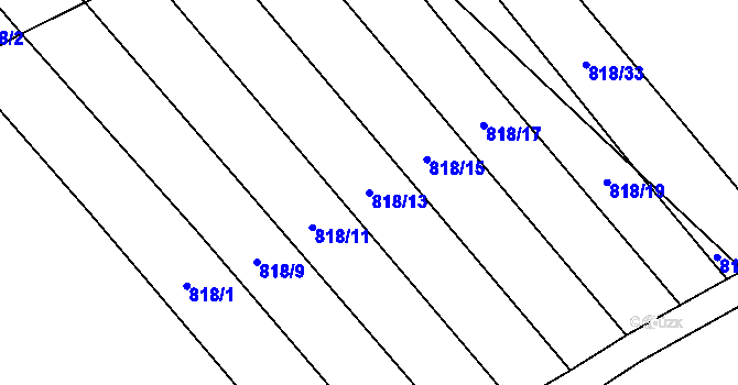 Parcela st. 818/13 v KÚ Cunkov, Katastrální mapa