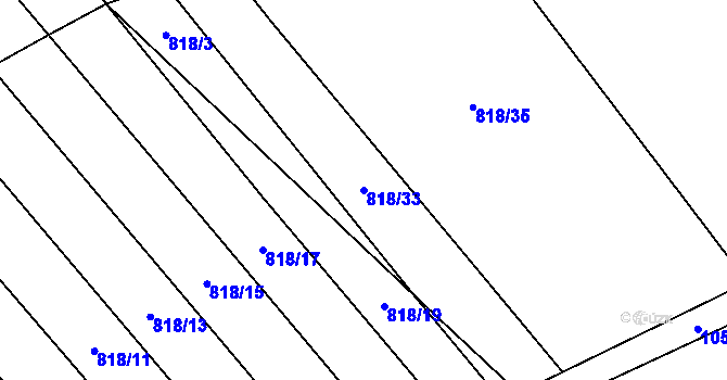 Parcela st. 818/33 v KÚ Cunkov, Katastrální mapa