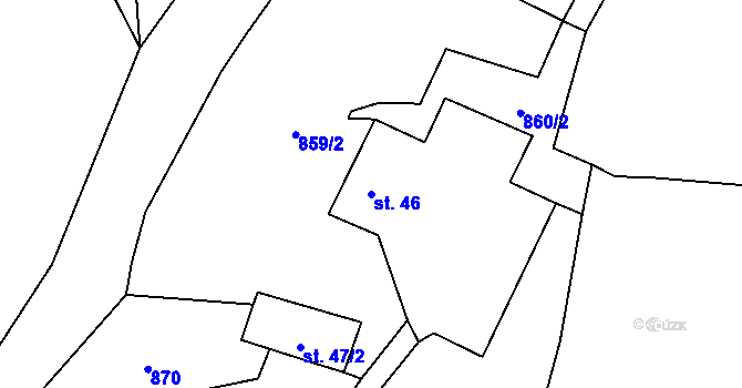Parcela st. 46 v KÚ Chlum u Jistebnice, Katastrální mapa