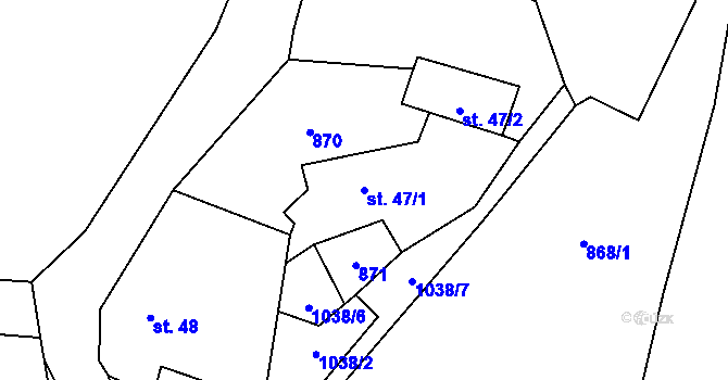 Parcela st. 47/1 v KÚ Chlum u Jistebnice, Katastrální mapa