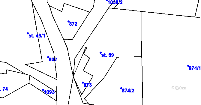 Parcela st. 59 v KÚ Chlum u Jistebnice, Katastrální mapa