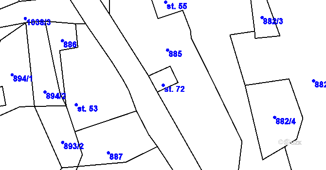 Parcela st. 72 v KÚ Chlum u Jistebnice, Katastrální mapa