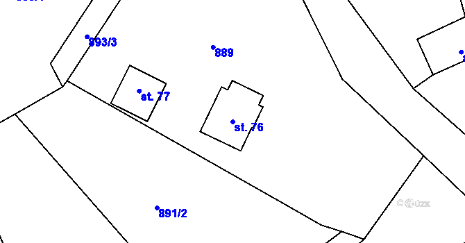 Parcela st. 76 v KÚ Chlum u Jistebnice, Katastrální mapa