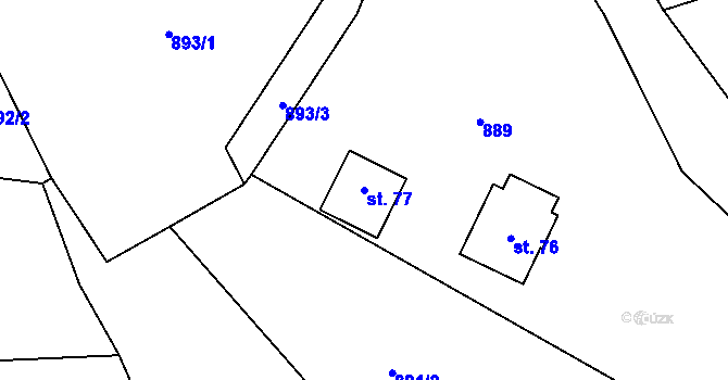 Parcela st. 77 v KÚ Chlum u Jistebnice, Katastrální mapa