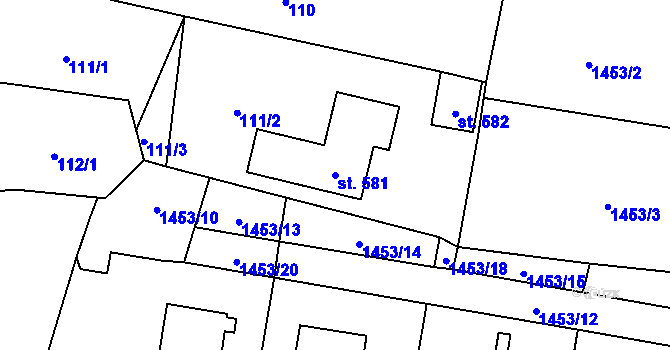 Parcela st. 581 v KÚ Jistebnice, Katastrální mapa