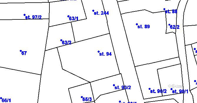 Parcela st. 94 v KÚ Jistebnice, Katastrální mapa
