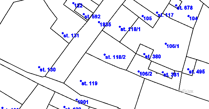 Parcela st. 118/2 v KÚ Jistebnice, Katastrální mapa