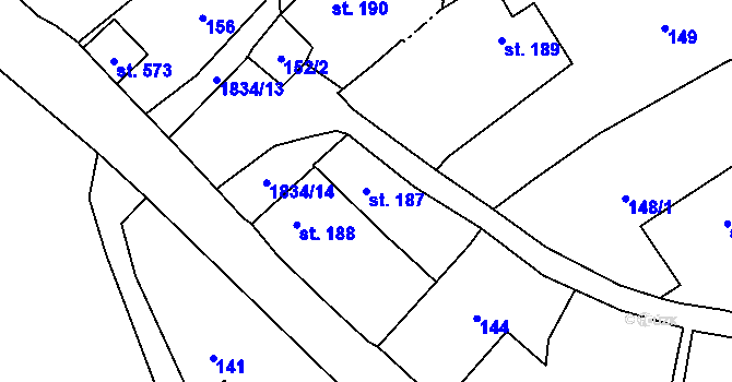 Parcela st. 187 v KÚ Jistebnice, Katastrální mapa