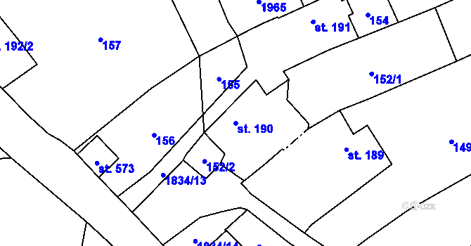 Parcela st. 190 v KÚ Jistebnice, Katastrální mapa