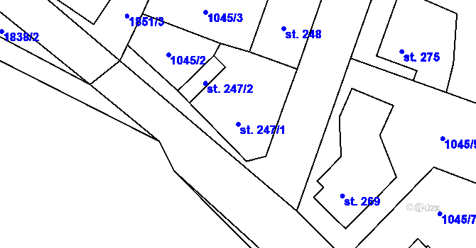 Parcela st. 247/1 v KÚ Jistebnice, Katastrální mapa