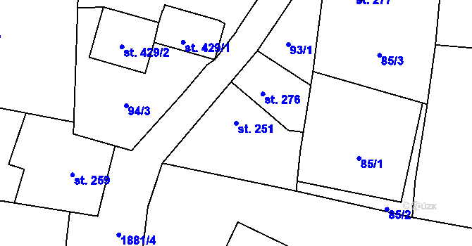 Parcela st. 251 v KÚ Jistebnice, Katastrální mapa