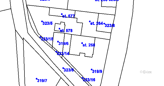 Parcela st. 258 v KÚ Jistebnice, Katastrální mapa