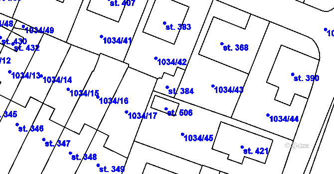 Parcela st. 384 v KÚ Jistebnice, Katastrální mapa