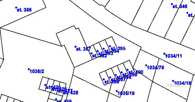 Parcela st. 393 v KÚ Jistebnice, Katastrální mapa
