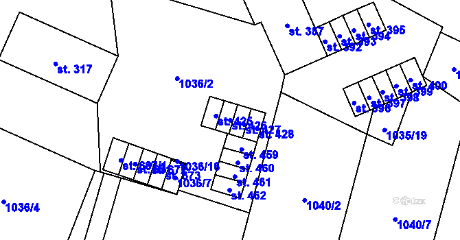 Parcela st. 426 v KÚ Jistebnice, Katastrální mapa